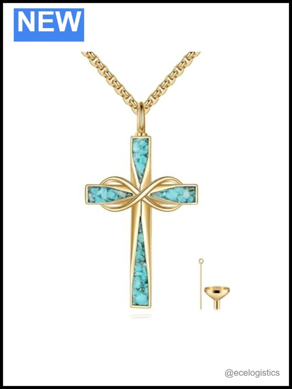 18k White Gold Plated Urn Pendant Necklace Cross Infinity Memorial